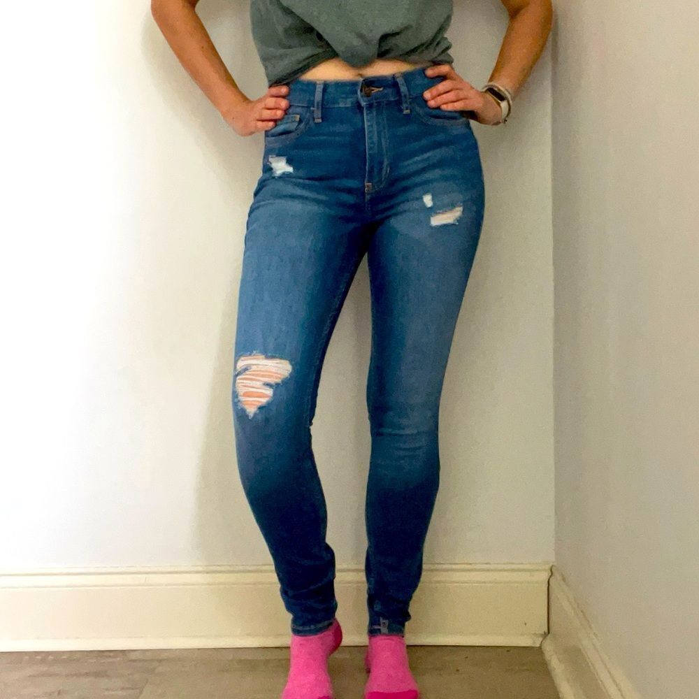 Hollister High Rise Skinny Distressed Jeans sz 25 Y2K Streetwear Denim Everyday